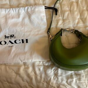 Coach Jonie Mini Bag in Dark Lime and Silver